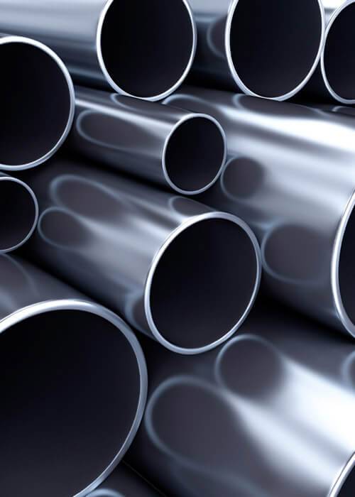 a close-up of several metal pipes