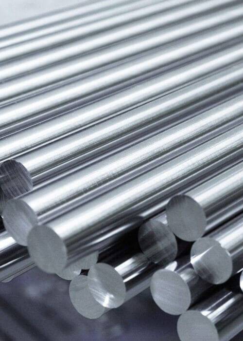 a close-up of several round metal rods