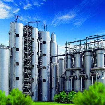 a large factory with many pipes